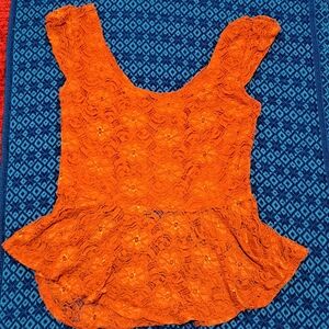 Roommates Vibrant Orange Lace Blouse